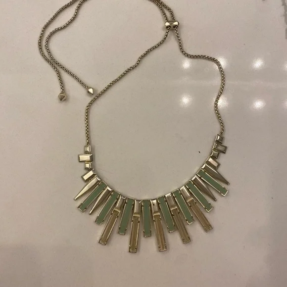 Kendra Scott Gold Necklace with Mint Green Bars - Picture 5 of 5